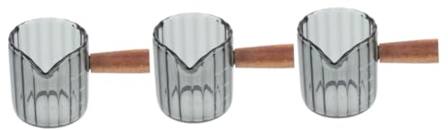 Ciieeo Milchkännchen Klein Holzgriff 3st Kleiner Milchbecher Espressoglas Milchkännchen Espressotassen Kaffeebecher Container Glasbecher Kaffeesahne Messbecher Kaffeetassen Mini Holz Milchkanne