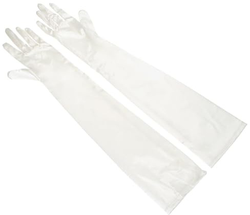 iSpchen Damen verlängerte Satin-Handschuhe Dehnbare Handschuhe Ellenbogen Lange Satin Handschuhe Braut-Abendkleid-Handschuhe für Hochzeit Abendparty Opernaufführung,Cremefarben