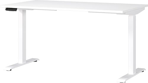 Germania Schreibtisch 7905-84, in Weiß, EL. höhenverstellb., 140 x 120 x 80 cm (BxHxT)