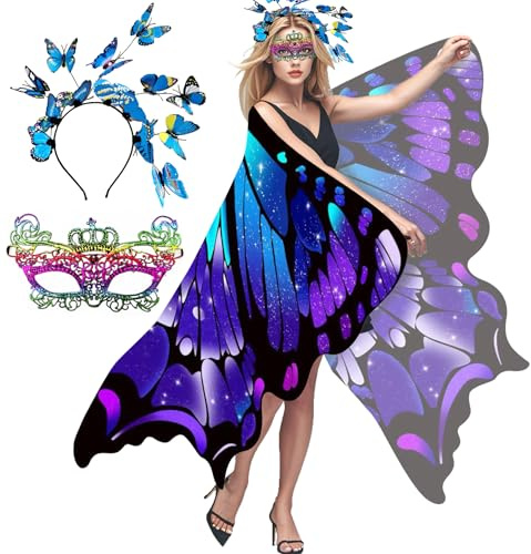 Taechalingo Schmetterling Kostüm Damen,Schmetterling Kostüm Erwachsene,Faschingskostüme Damen,Karneval Kostüm,Faschingskostüme Damen,für Halloween Karnevel Cosplay