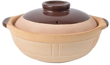 YLME Casseruola Pentola di Terracotta Tradizionale in Ceramica per Fornelli A Gas, Pentola di Terracotta Resistente in Sabbia per Uso Domestico, Casseruola Anti-Crepa,3.3L