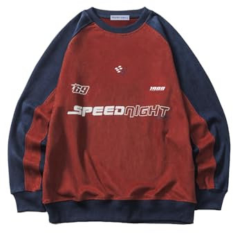 Aelfric Eden Sweatshirt Herren Oversized Pullover Rundhals Sweat Langarm Raglan Langarmshirt Herbst Winter Pulli ohne Kapuze Vintage Oberteile Loose Fit Rot S