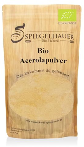 Bäckerei Spiegelhauer Acerola en polvo orgánico 100 g I mínimo 17% vitamina C I ideal para hornear I bayas acerolas de cultivo controlado