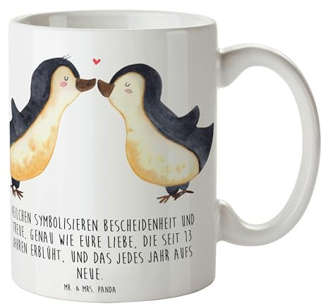 Mr. & Mrs. Panda Tasse 13. Hochzeitstag Veilchenhochzeit - Geschenk, Treue, Kaffeetassen, Partner, Teetasse, Teebecher, Partnerschaft, Designer