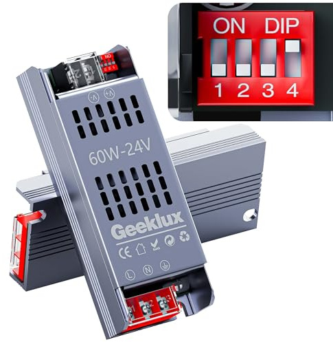 GEEKLUX LED Netzteil Trafo 24v dimmbar 60W, Led Transformator 220 230 Volt AC auf 24 Volt DC,Led Treiber Kein Rauschen, Kein Flimmern, Super Wärmeableitung,Kompakter Extrem Dünner für Streifen Licht