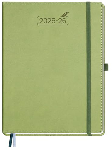 BEZEND Kalender 2026 Wochenplaner A4, 18-Monate Buchkalender Juli 25-Dez 26, PU-Leder Hardcover 1 Woche 2 Seiten mit Stifthalter - Kiwi