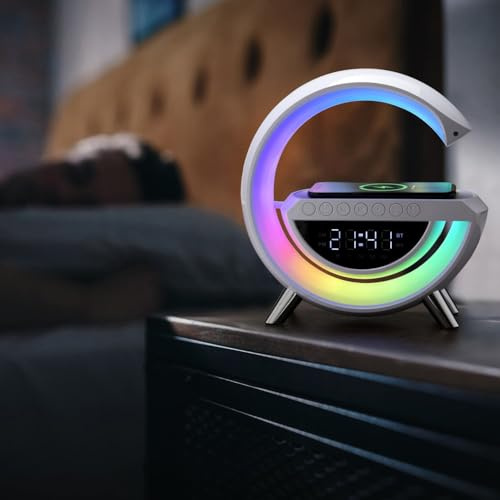 New 3-in-1 LED Speaker, Alarm Clock And Wireless Charger -Black .Experience The Perfect Blend Of Functionality And Style With This Versatile Gadget.