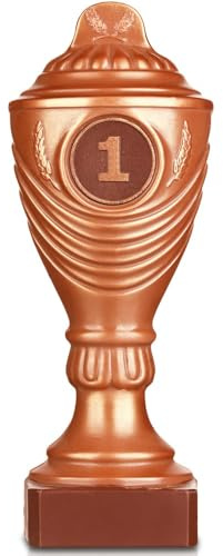 Pralinenbote Genussmanufaktur – Pokal aus Schokolade - 22cm Schokoladenpokal aus Vollmilchschokolade - gefertigt von deutschen Chocolatiers - das Geschenk für Sieger - 185g Schokolade