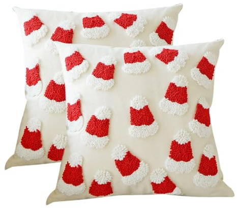 Krmoau Housses de coussin brodées décoratives - Housse de coussin de Noël pour l'hiver - Multifonctionnelle, 45 x 45 cm - Housse de coussin décorative brodée pour la maison, la voiture