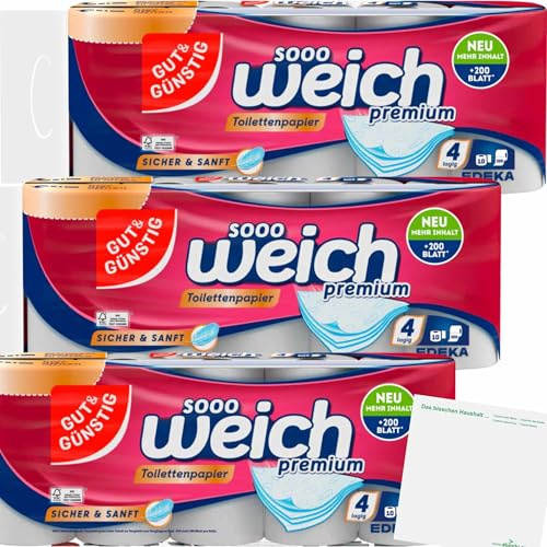 usy Bundle für Gut&Günstig Toilettenpapier premium 4-lagig 3er Pack (30 Rollen) + usy Block