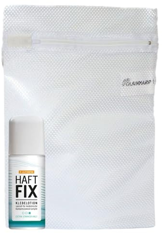 Ultrana Haftfix Hautkleber 60 ml + Olanmarp Wäschenetz | Medizinischer Hautkleber für Kompressionsstrümpfe, Prothesen, Perücken & Bandagen – sicherer Halt