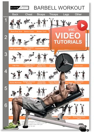 Langhantel Workout Poster DIN A1 – 36 effektive Übungen & 12 Trainingspläne für Muskelaufbau, Kraft & Definition – Inklusive Videos – Barbell Workout Poster für Zuhause & Fitnessstudio (Din A1)
