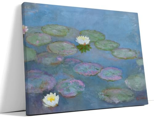 Akinda Art Gallery - Druck auf Leinwand 120 x 90 cm - Seerosen - Claude Monet - Impressionismus - Bild für Schlafzimmer - Natur - Geschenkidee für Wohnkultur