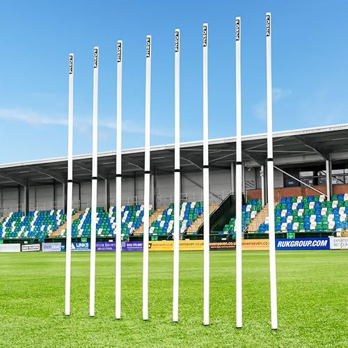 FORZA Teleskopiska slalomstänger | Justerbara 8-pack träningsstänger för sportborrar och smidighet – flera färger (utan baser, vit)