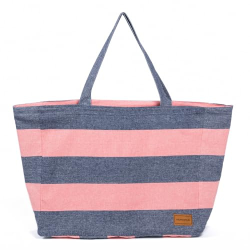 MOMOMUS Bolso Playa Mujer Grande, Bolsa de Playa XXL de Algodón Reciclado