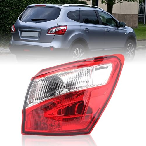 Right O/S Driver Side Outer Tail Light Assembly Compatible With Nissan Qashqai J10 2010-2014 Rear Brake Lamp Car Replacement Accessories W/Bulbs