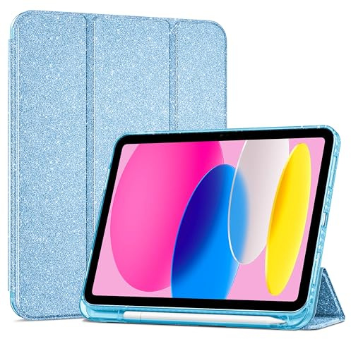 ProCase Cover iPad 11 Gen A16 11 Pollici 2025/iPad 10 Gen 10,9 Pollici 2022 | Custodia con Portapenna Auto Sonno/Veglia -Glitter Blu