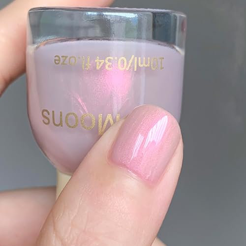 Pearl Nail Polish - Light Pink Nail Varnish - Quick Dry & Long Lasting Shimmer Iridescent Nail Polish - No Need UV Breathable Pink Glitter Nail Varnish - Chip Resistant for Women Girls