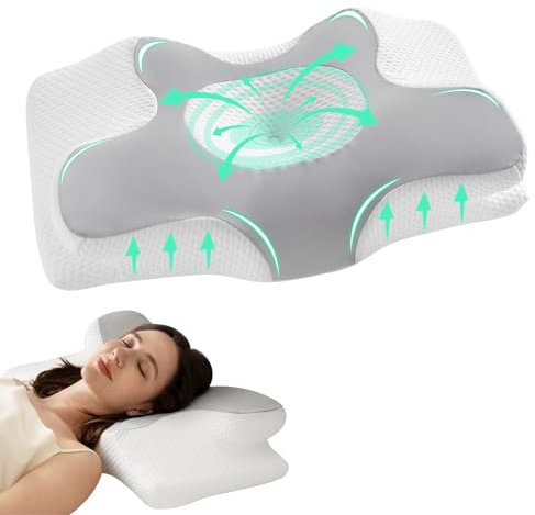 Homyrium Almohada ortopédica con espuma viscoelástica antironquidos, almohada ergonómica para el cuello, almohada cervical para los lados, la espalda y el vientre