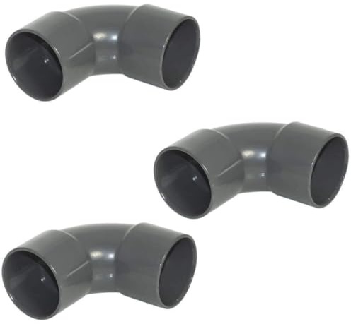 PVC Solvent Weld Swept Bend Pipe Fittings, 92.5 Degree, 40mm, Grey, Pack of 3