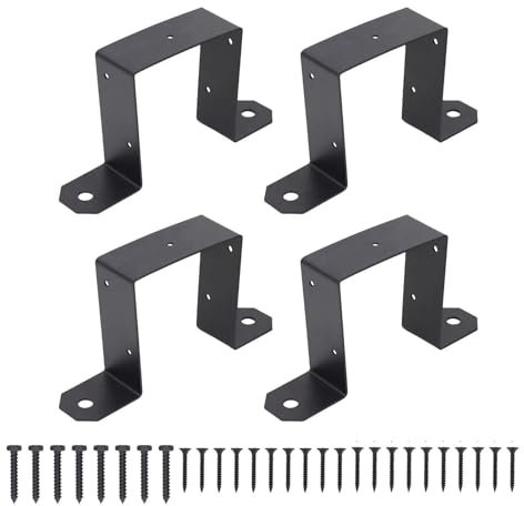 Lot de 4 colliers de serrage carrés en forme de U, 10,2 x 10,2 cm, attaches de poteau en forme de U, supports de fixation robustes en acier au carbone pour tonnelle