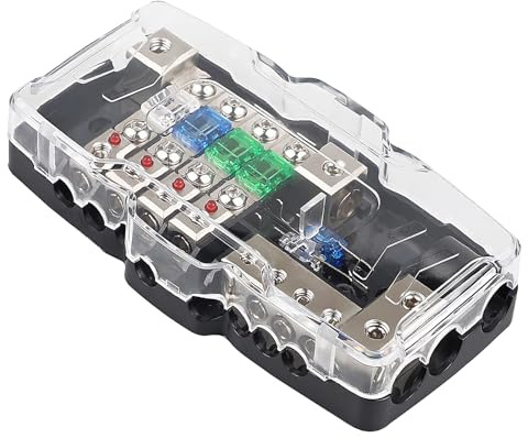 Kfz Sicherungshalter, Sicherungsnetzteil Verteilerblock, 4 Fach Sicherungshalter, 12-48V Sicherungskasten Kfz, Auto Audio Stereo Fuse Box, Blade Sicherungsblock Für Auto Car Audio Splitter Verstärker