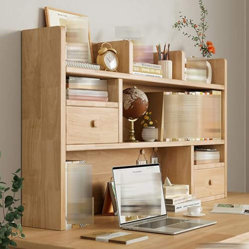 Étagère de bureau en bois à 3 niveaux avec armoire fermée, rangement mural pour bureau à domicile, 60 cm – Solution élégante et peu encombrante pour votre espace de travail