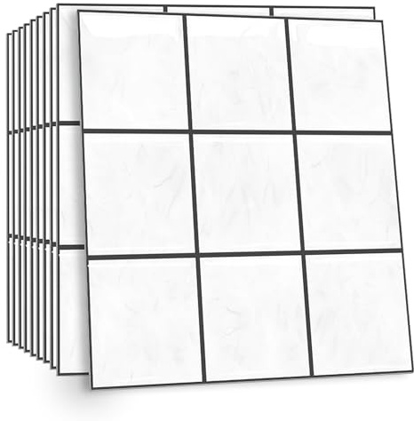 Celestdeco 2D Weiss Marmor Fliesenaufkleber Selbstklebend 30x30cm 10 Stück