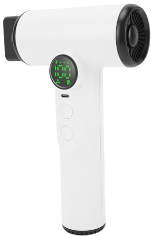 Bewinner Secador de Cabello Inalámbrico, 100 Velocidades Recargable 30000 Rpm Pantalla Digital de Viento Frio Caliente Secador Portátil con Soplo de Tipo C para el Dormitorio de Viaje (WHITE)