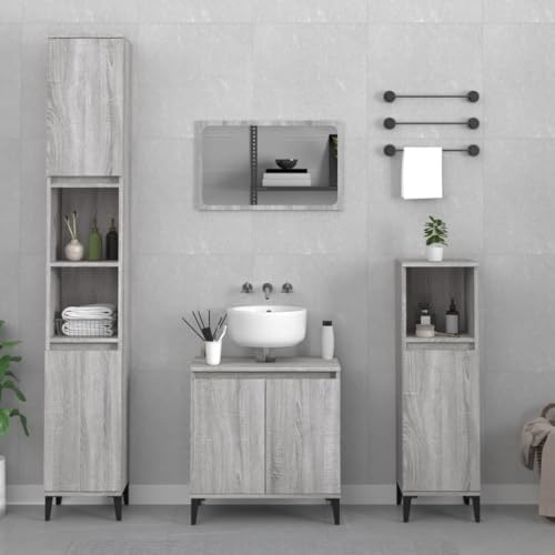 Zeehear Sonoma Ensemble de 3 meubles de salle de bain en bois avec meuble sous lavabo, armoires sur pied, grand espace de rangement, pour salle de bain