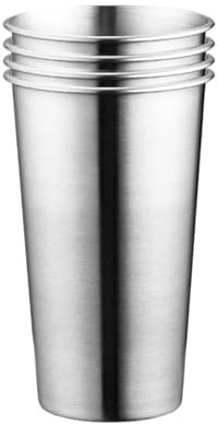 WLIHDB Bicchiere In Acciaio Inossidabile 4 bicchieri in acciaio inossidabile da 500 ml, pinta in metallo infrangibili e, acqua impilabili Per Casa, Ristoranti, Viaggi