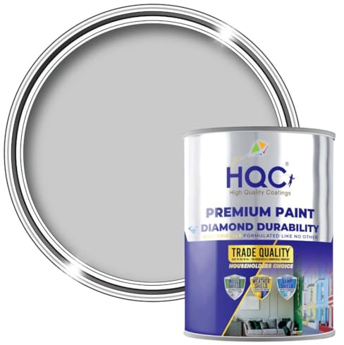 HQC Matt Emulsion Wall & Ceiling Paint – Dove Grey - 1 Litre | Washable, High-Coverage Interior Emulsion for Living Rooms, Bedrooms, Kitchens, Bathrooms & Hallways | Durable, Quick Dry