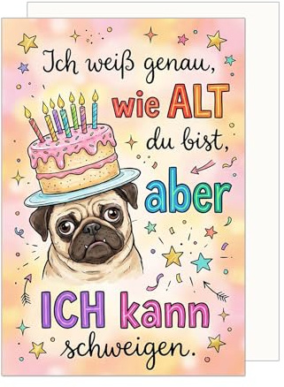 Edition Seidel Premium Glückwunschkarte zum Geburtstag mit Umschlag. Grußkarte Karte Geburtstagskarte Spruch für Frau Mann lustig Humor Party Hund Tier (G3859 SW026)