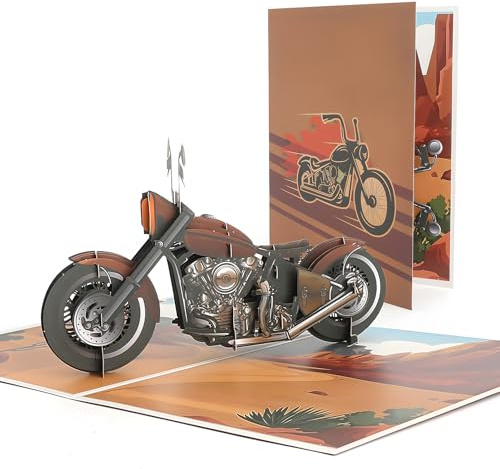 Geburtstagskarte Motorrad Mann 3D Pop Up Karte Motorrad – 3D Cruiser Design Mit Laser Papier, Hochwertige Geburtstagskarte Männer Als Geschenk Für Vater Papa Biker