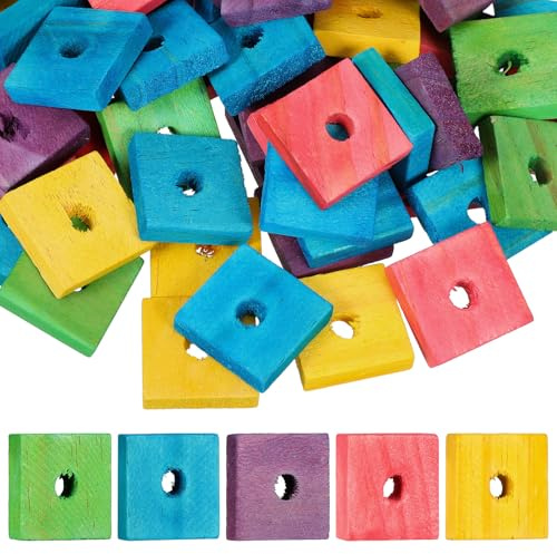 IMIKEYA 100pcs Parrot Bite Toy Wood Chips for Bird Biting Plaything Parrot Toy in Cage Random Color