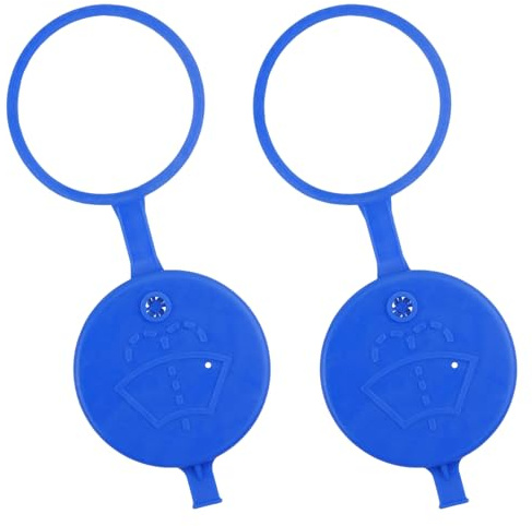 GWEOR Set di 2 Tappi per Serbatoio Lavavetri Auto, Tappi Ricambio per Vaschetta Liquido Tergicristalli, Coperchio Blu con Cordino, Diametro 50mm, Compatibile con Modelli Peugeot Citroën