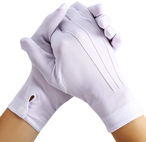 Weiße genähte Handschuhe für formelle Smokings, Schmuck-Inspektion, 2 Paar (Nylon 25,4 cm)