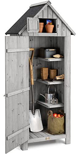 CHRISTOW Slimline Garden Shed, Outdoor Tool Storage, Compact Utility Sentry with Lockable Door and Roof Hatch