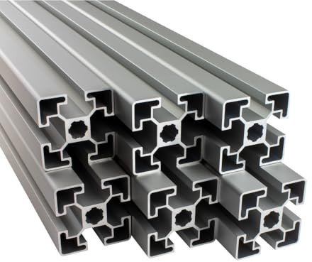Aluprofil 6 Stück 45x45mm 2m System-, Konstruktionsprofil Nut 10 | Für Camperausbau, Sim-Rigs & Anhänger. Kompatibel mit Nut-10-Zubehör. Eloxiert, witterungsbeständig, 6 × 2 m = 12 m, silber