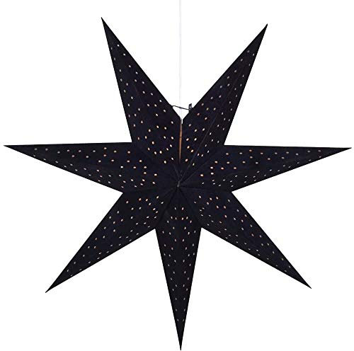 matches21 Weihnachtsstern Papier Leuchtstern hängend schwarz mit Schalter Ø 75 cm Lichtstern Dekoleuchte