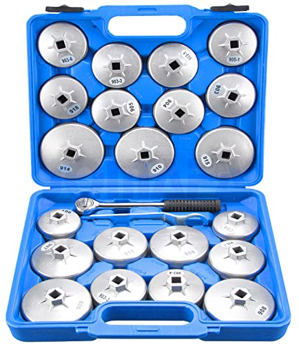JOMAFA JUEGO DE LLAVES PARA FILTROS DE ACEITE DE ALUMINIO, 23 PIEZAS KIT HERRAMIENTAS PARA QUITAR FILTROS ACEITE SEGURO - 10516