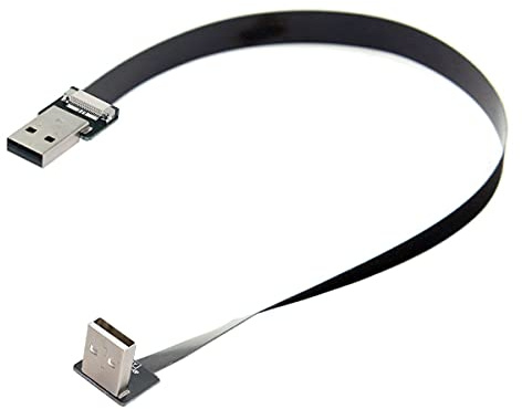 cablecc USB 2.0 Typ-A-Stecker auf Typ-A-Stecker, Datenkabel, flach, schmal, 90 Grad, für FPV, Disk, Scanner und Drucker, 50 cm