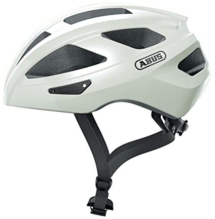 ABUS Rennradhelm Macator - sportiver Fahrradhelm für Einsteiger - auch für Zopfträger/-innen - für Damen und Herren - Weiß Glänzend, Größe S