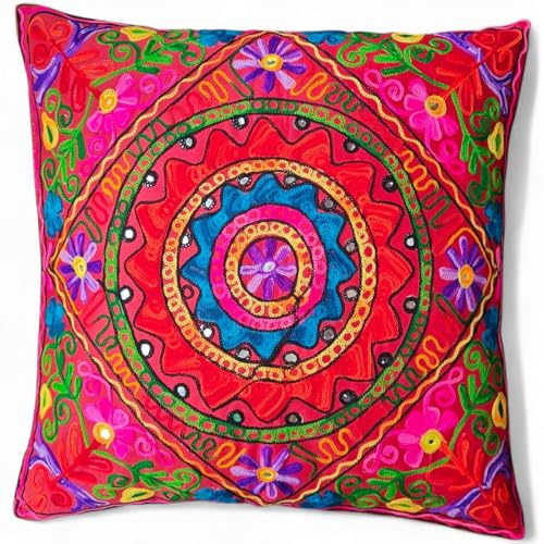 Housses de coussin faites à la main,60x60 cm,Motif mandala,En coton,Avec miroirs brodés,Style bohème,Décoration d'intérieur,Yoga indien Takiya,Extérieur,Intérieur,61x61 cm,Vegan