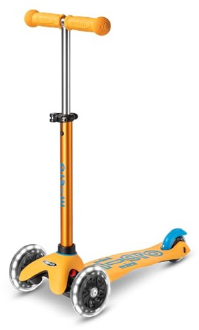 Micro® Mini Micro Deluxe-LED-Scooter, 3 Räder, Räder mit LED-Beleuchtung, Verstellbarer und Abnehmbarer Lenker, rutschfest, für Jungen und Mädchen, 2-5 Jahre