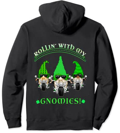 Biker St. Patricks day Biker Gnomes Garden gnome Friends Pullover Hoodie