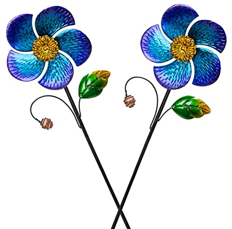 Viveta 2 Pack Wind Spinners with Metal Stake, Outdoor Garden Pinwheels