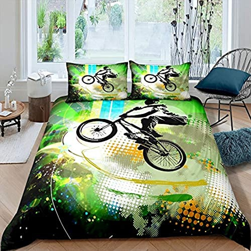 XXXXAWA Housse de Couette 140x200 BMX Hip Hop Parure de Lit 1 Personne 3D Imprimée Microfibre, literie avec 2 Taies d'oreiller 65x65 cm