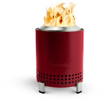 Solo Stove Mesa Tabletop Fire Pit with Stand | Low Smoke Outdoor Mini Fire for Urban & Suburbs | Fueled by Pellets or Wood, Stainless Steel, With Travel Bag, 17,5 x 13 cm, 635 g, Mulberry
