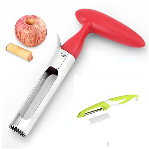 RIESKAS 1 set Apple Core Remover Stainless Steel Corer and Peeler with Cover for Pear, Tomato, Potato, Fruit Corer and Pitter Remover Kitchen Tool